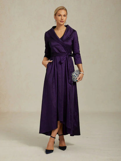Stretch Taffeta Cocktail Dress with Tie Belt