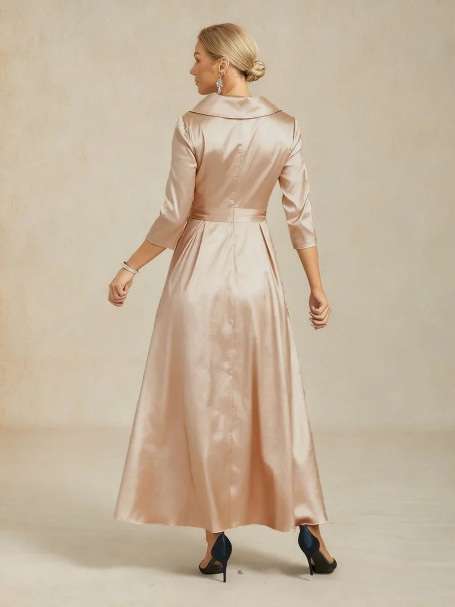 Stretch Taffeta Cocktail Dress with Tie Belt