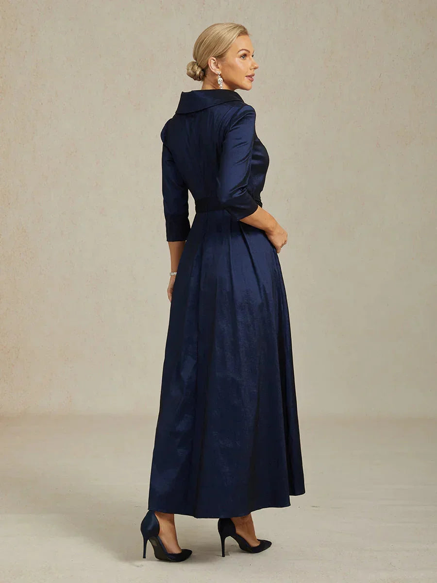 Stretch Taffeta Cocktail Dress with Tie Belt