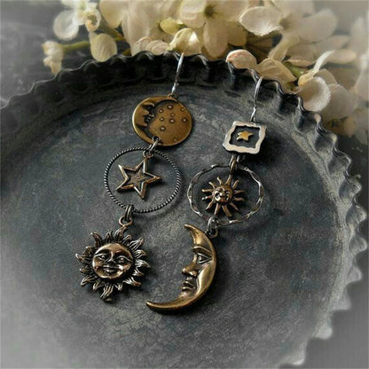 Sun-Moon Pendant Drop Earrings - LEESTIA