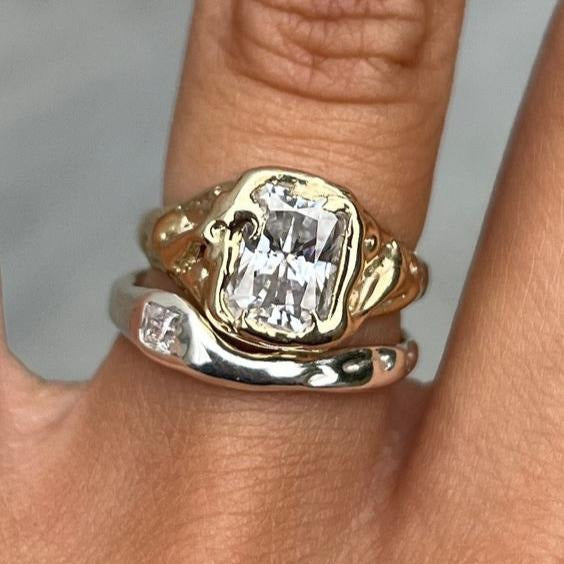 Bright Layer Gold Silver Ring Set - LEESTIA