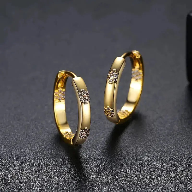 Vintage Golden Flower Hoop Earrings - LEESTIA