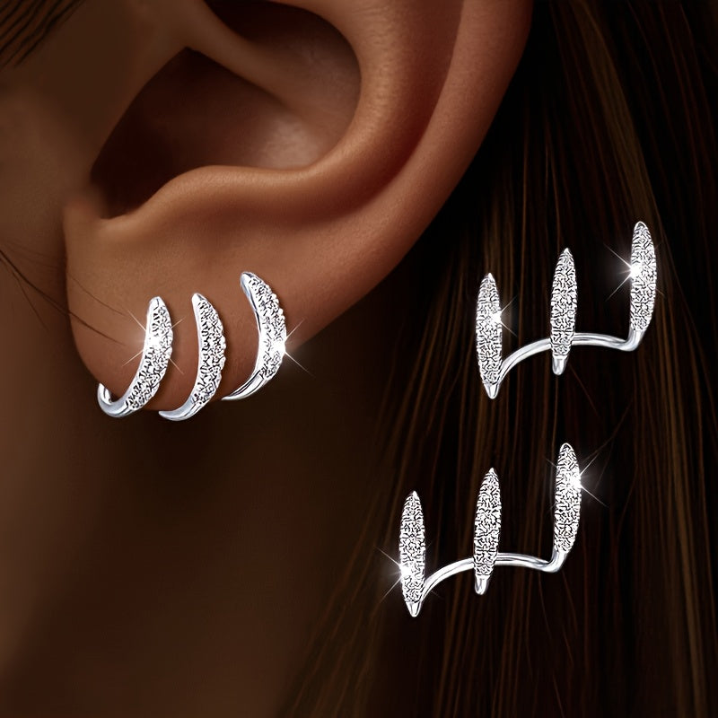Elegant Rhinestone Three-Claw Earrings - LEESTIA