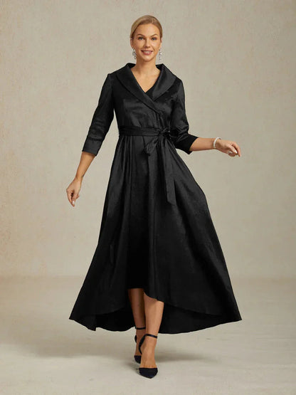 Stretch Taffeta Cocktail Dress with Tie Belt