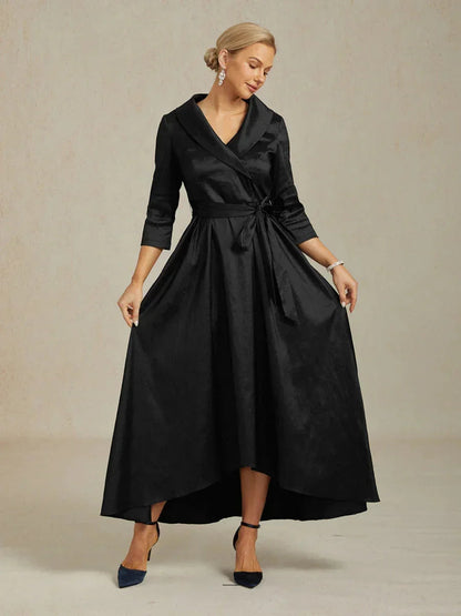 Stretch Taffeta Cocktail Dress with Tie Belt