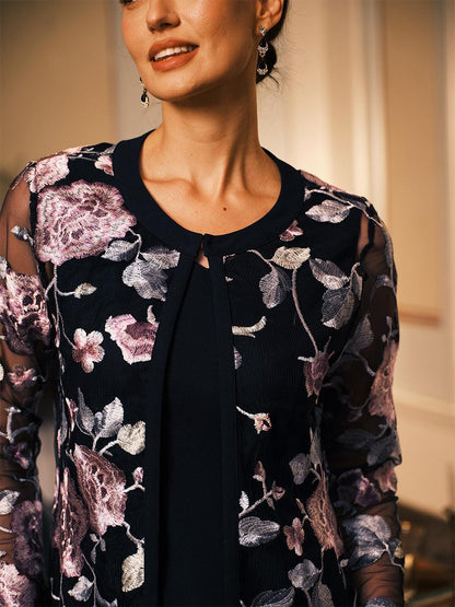 A-line Dress With Embroidered Lace Jacket