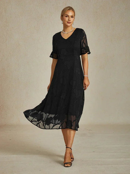 Ruffle Flutter Lace Maxi Dress