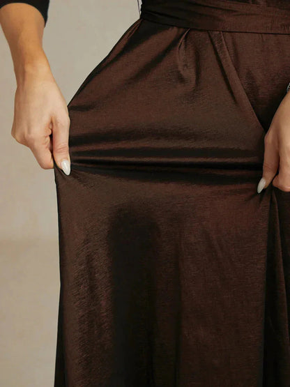 Stretch Taffeta Cocktail Dress with Tie Belt