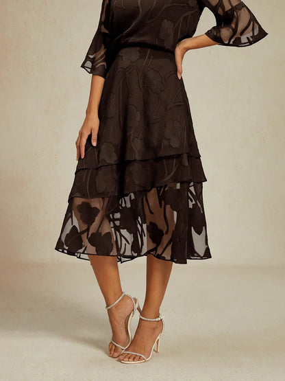 Floral Chiffon Midi Skirt