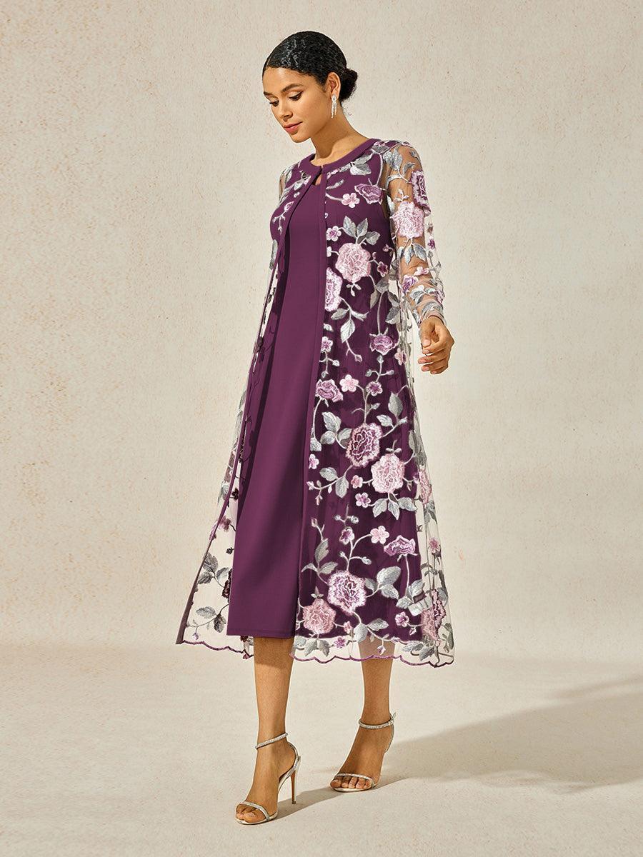 A-line Dress With Embroidered Lace Jacket