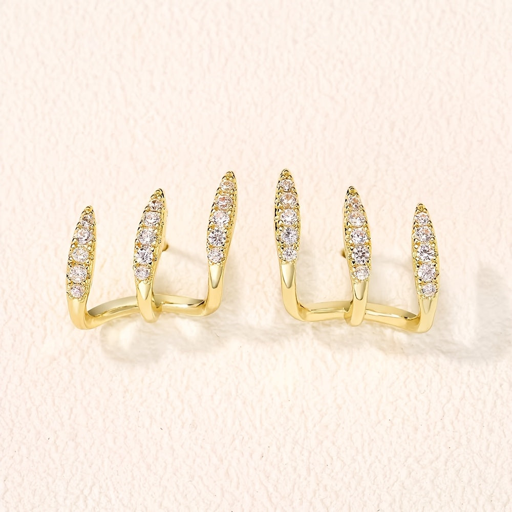Elegant Rhinestone Three-Claw Earrings - LEESTIA