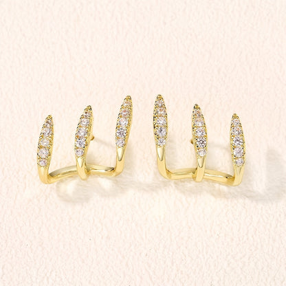 Elegant Rhinestone Three-Claw Earrings - LEESTIA