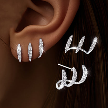 Elegant Rhinestone Three-Claw Earrings - LEESTIA