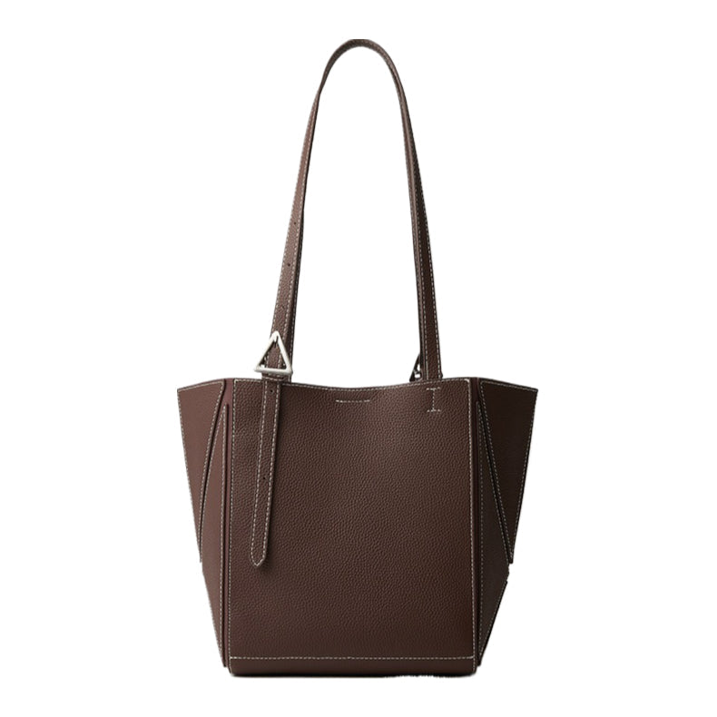 Women's Elegant Camel Textured Leather Shoulder Tote