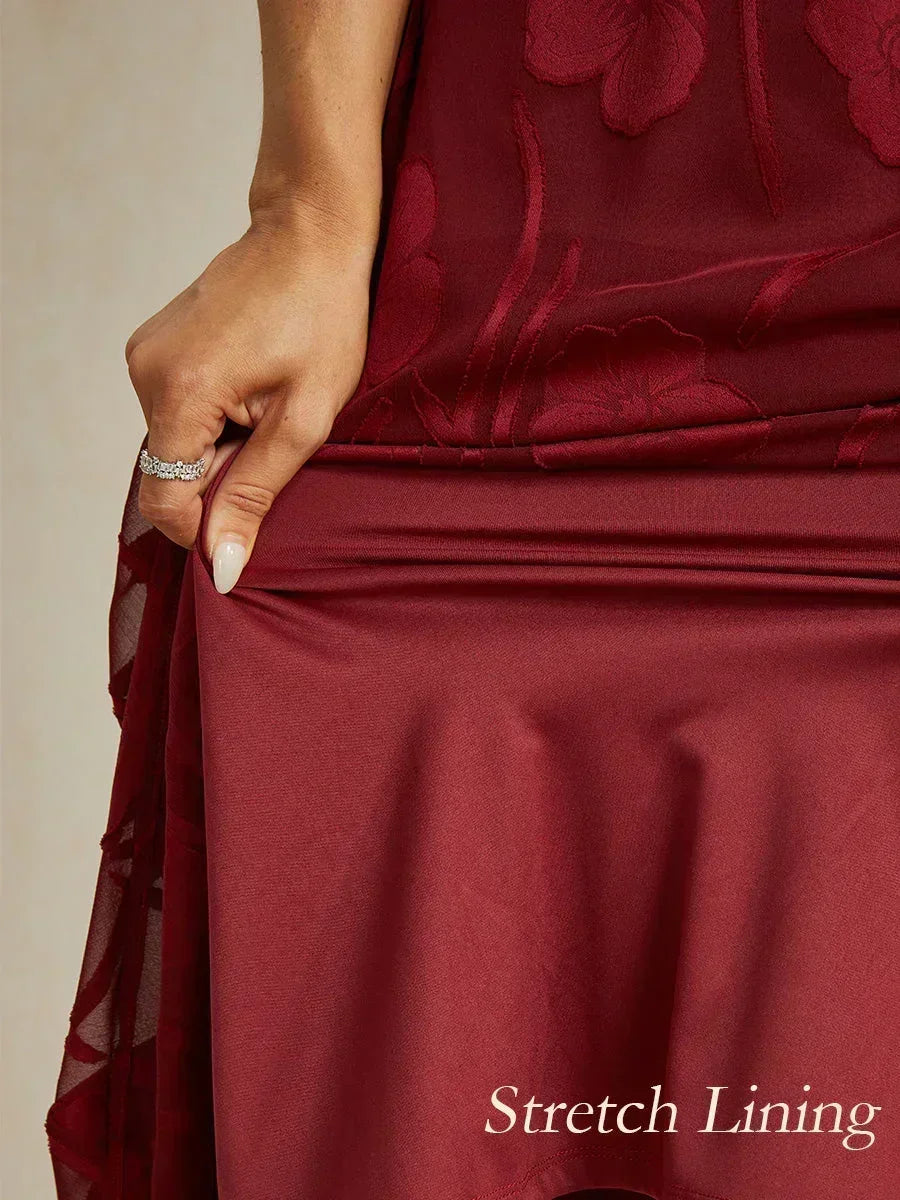 Ruffle Flutter Lace Maxi Dress