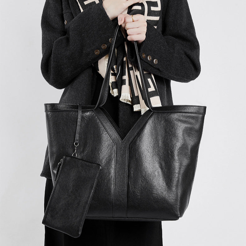 Korean Style Autumn Genuine Leather Tote Bag