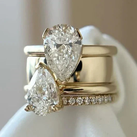 Vintage Double Zirconia Drop Ring - LEESTIA