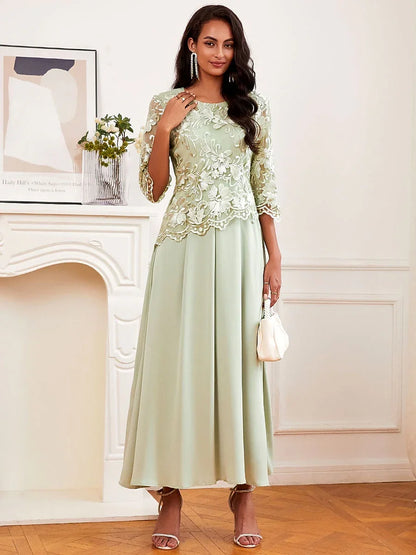 Ruffle Ruched Lace Maxi Dress