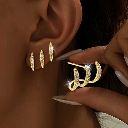 Elegant Rhinestone Three-Claw Earrings - LEESTIA