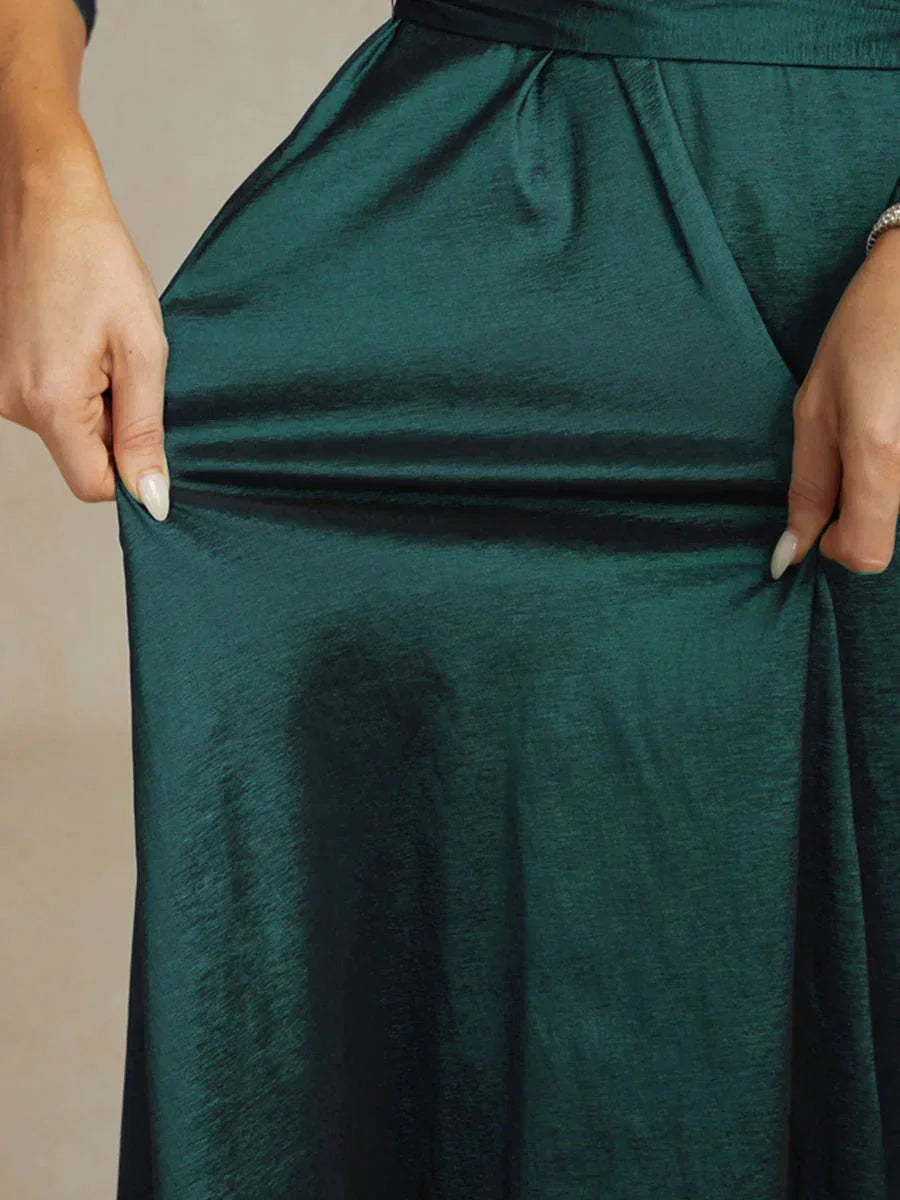 Stretch Taffeta Cocktail Dress with Tie Belt