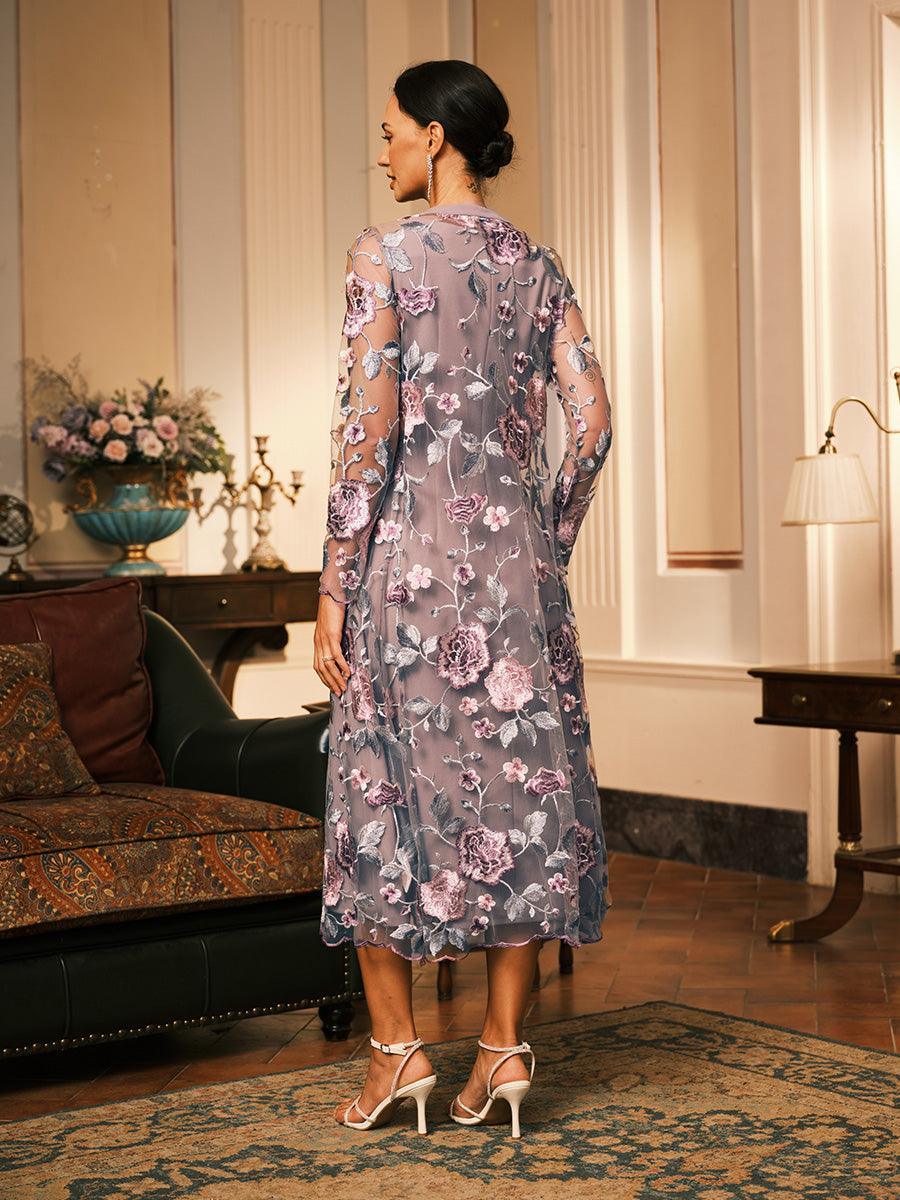 Long Floral Embroidered Lace Jacket