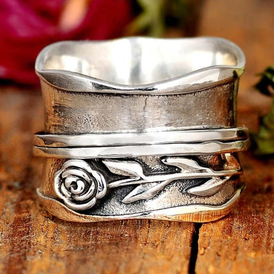 Vintage Silver Flower Ring - LEESTIA