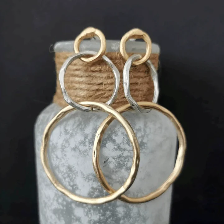 Vintage Gold and Silver Hoop Earrings - LEESTIA