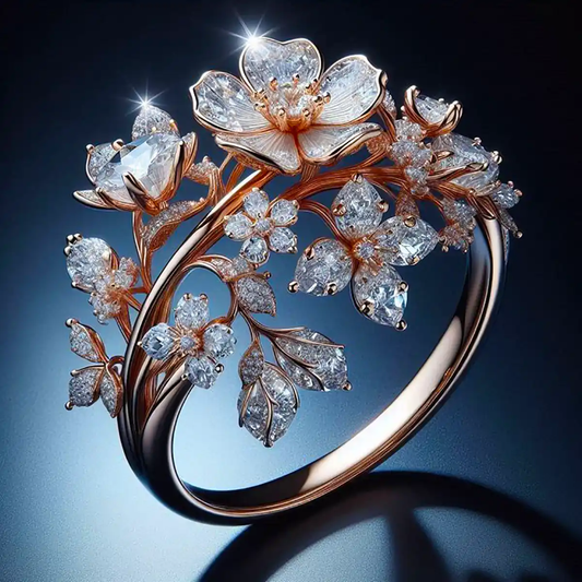 Sparkling Crystal Flower Ring