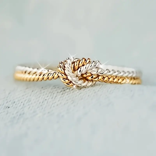 Gold & Silver Knotted Ring - LEESTIA