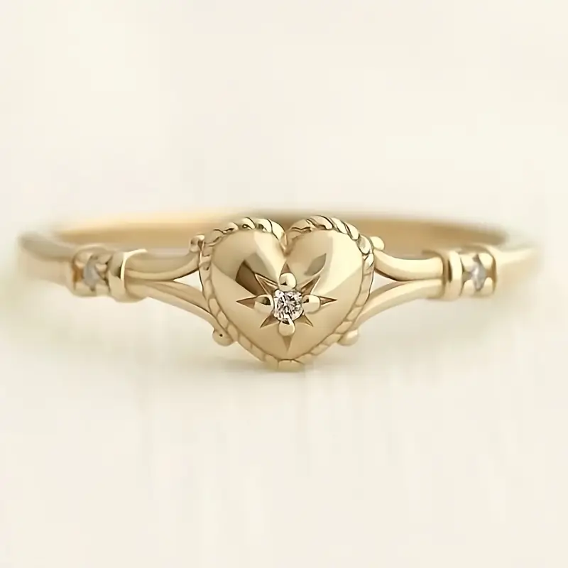 Elegant Gold Heart and Star Ring - LEESTIA