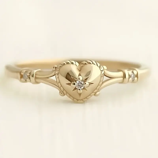 Elegant Gold Heart and Star Ring - LEESTIA