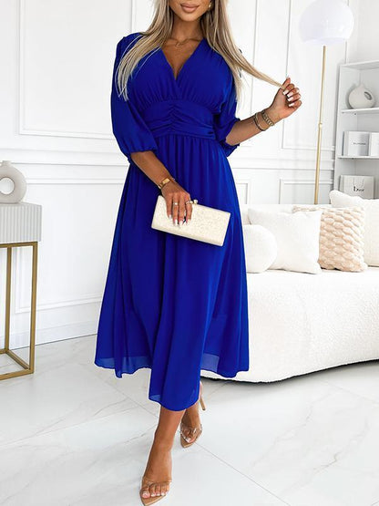 V-Neck Dress with Cap Sleeve