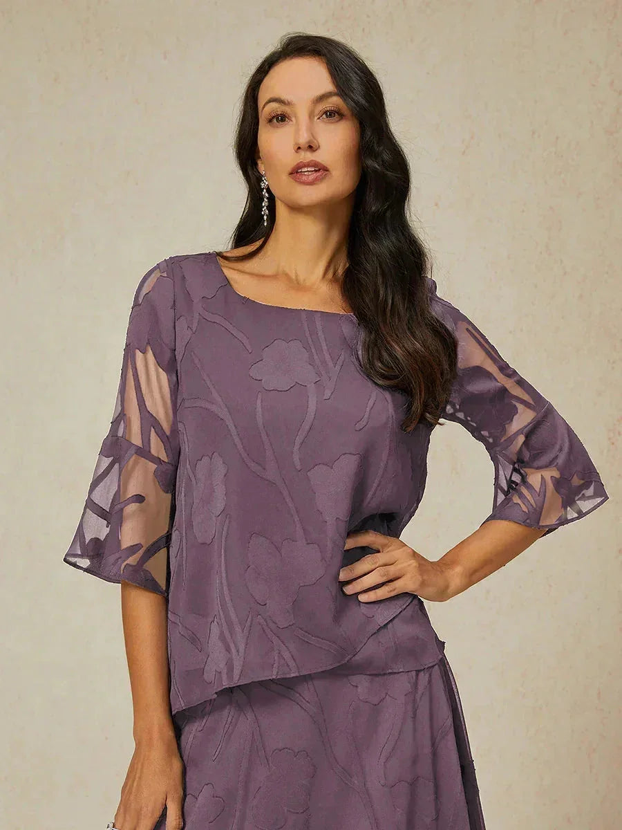 Dressy Chiffon Asymmetric Hem Blouse