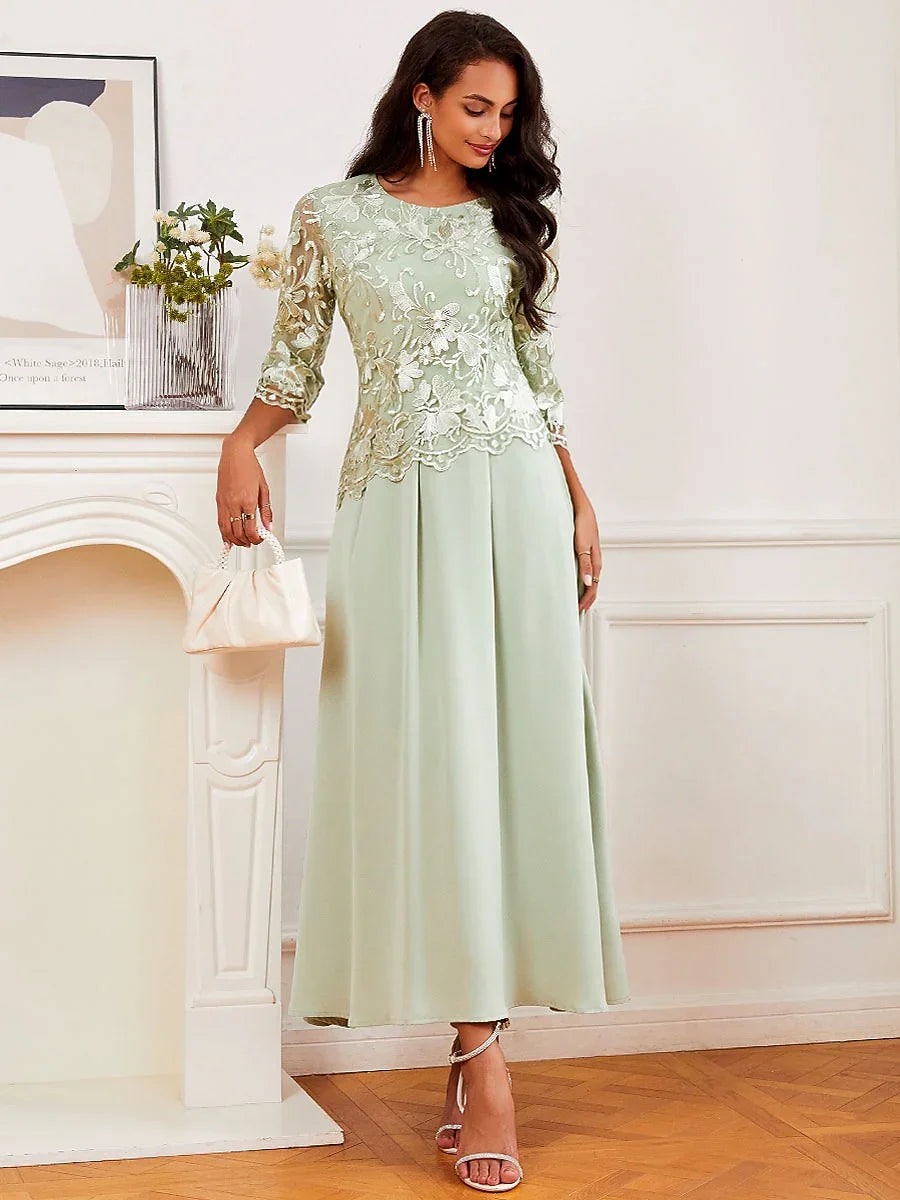 Ruffle Ruched Lace Maxi Dress