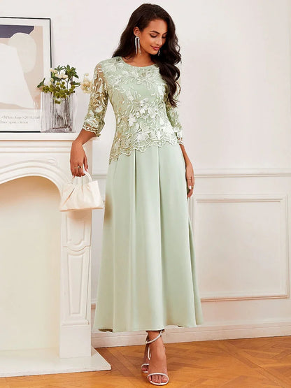 Ruffle Ruched Lace Maxi Dress