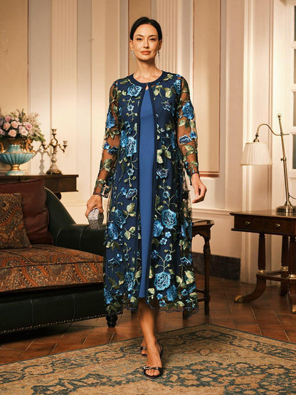 A-line Dress With Embroidered Lace Jacket