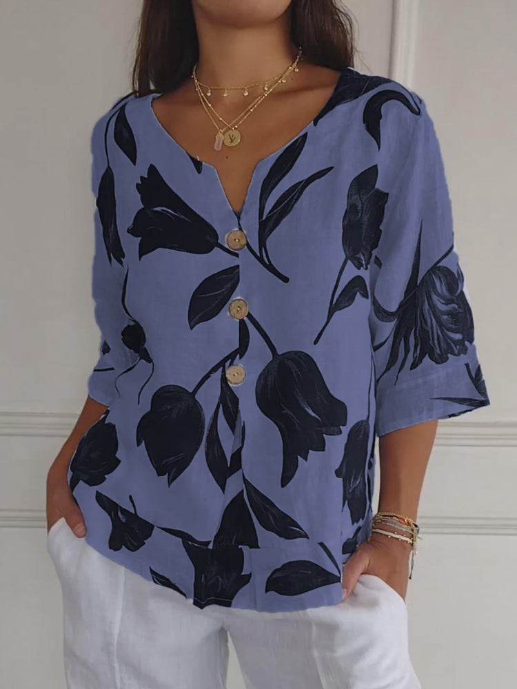 Heart Neckline Printed Tunic