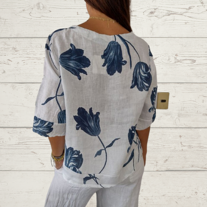 Heart Neckline Printed Tunic