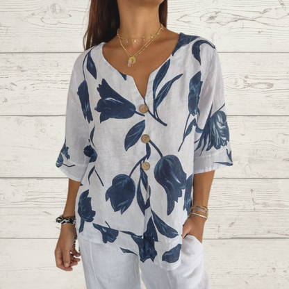 Heart Neckline Printed Tunic