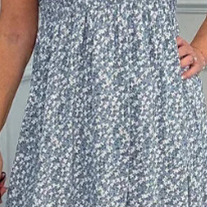 🎉🛍️Summer Hot Promotion 50% OFF💃Women's Elegant Floral Print High-Waisted Ruffle Cap Sleeve Dress