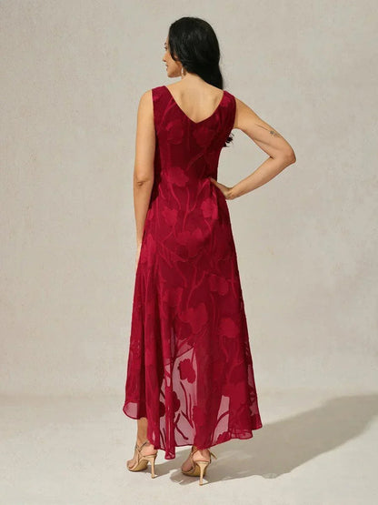 Floral Chiffon Evening Gown with Asymmetrical Hem